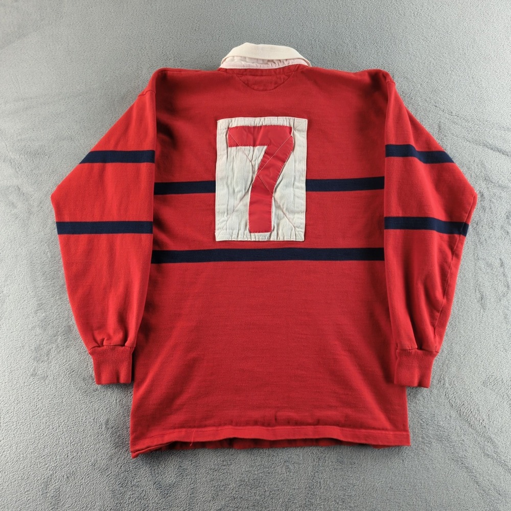 Vintage 80s Rugby Shirt Mens Large Philadelphia Whitemarsh RFC Red Guinness USA